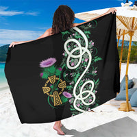 Scottish Celtic Cross Thistle Flowers Sarong