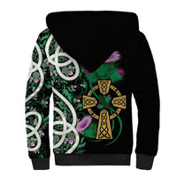 Scottish Celtic Cross Thistle Flowers Sherpa Hoodie