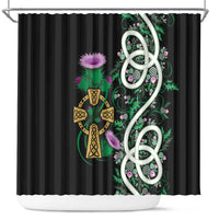Scottish Celtic Cross Thistle Flowers Shower Curtain