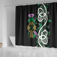 Scottish Celtic Cross Thistle Flowers Shower Curtain