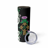 Scottish Celtic Cross Thistle Flowers Skinny Tumbler