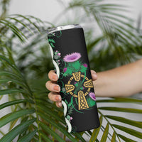 Scottish Celtic Cross Thistle Flowers Skinny Tumbler