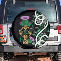 Scottish Celtic Cross Thistle Flowers Spare Tire Cover