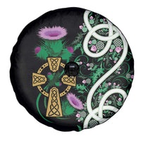 Scottish Celtic Cross Thistle Flowers Spare Tire Cover