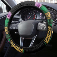 Scottish Celtic Cross Thistle Flowers Steering Wheel Cover