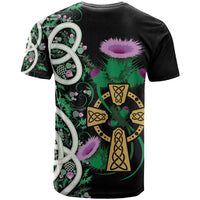 Scottish Celtic Cross Thistle Flowers T Shirt