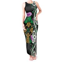 Scottish Celtic Cross Thistle Flowers Tank Maxi Dress
