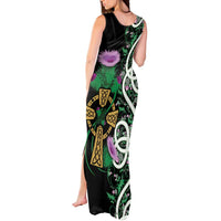 Scottish Celtic Cross Thistle Flowers Tank Maxi Dress