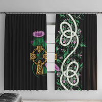 Scottish Celtic Cross Thistle Flowers Window Curtain