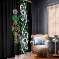 Scottish Celtic Cross Thistle Flowers Window Curtain