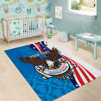 Scottish-American Heritage Month Personalized Area Rug Highland Cow and USA-eagle