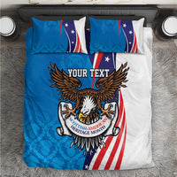 Scottish-American Heritage Month Personalized Bedding Set Highland Cow and USA-eagle