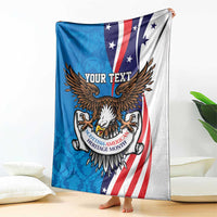 Scottish-American Heritage Month Personalized Blanket Highland Cow and USA-eagle