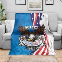 Scottish-American Heritage Month Personalized Blanket Highland Cow and USA-eagle