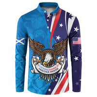 Scottish-American Heritage Month Personalized Button Sweatshirt Highland Cow and USA-eagle