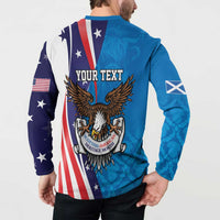 Scottish-American Heritage Month Personalized Button Sweatshirt Highland Cow and USA-eagle