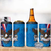 Scottish-American Heritage Month Personalized 4 in 1 Can Cooler Tumbler Highland Cow and USA-eagle