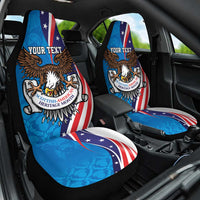 Scottish-American Heritage Month Personalized Car Seat Cover Highland Cow and USA-eagle