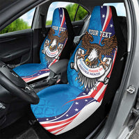 Scottish-American Heritage Month Personalized Car Seat Cover Highland Cow and USA-eagle