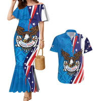Scottish-American Heritage Month Personalized Couples Matching Mermaid Dress and Hawaiian Shirt Highland Cow and USA-eagle