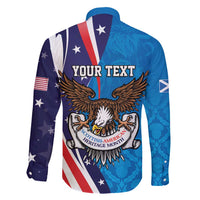 Scottish-American Heritage Month Personalized Family Matching Short Sleeve Bodycon Dress and Hawaiian Shirt Highland Cow and USA-eagle