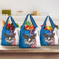 Scottish-American Heritage Month Personalized Grocery Bag Highland Cow and USA-eagle