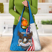 Scottish-American Heritage Month Personalized Grocery Bag Highland Cow and USA-eagle