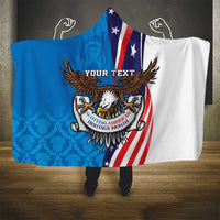 Scottish-American Heritage Month Personalized Hooded Blanket Highland Cow and USA-eagle