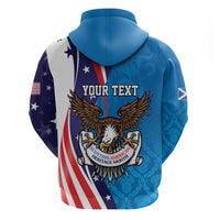 Scottish-American Heritage Month Personalized Hoodie Highland Cow and USA-eagle