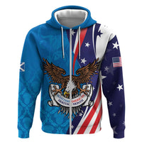 Scottish-American Heritage Month Personalized Hoodie Highland Cow and USA-eagle