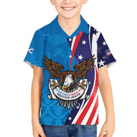 Scottish-American Heritage Month Personalized Kid Hawaiian Shirt Highland Cow and USA-eagle