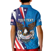 Scottish-American Heritage Month Personalized Kid Polo Shirt Highland Cow and USA-eagle