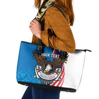 Scottish-American Heritage Month Personalized Leather Tote Bag Highland Cow and USA-eagle