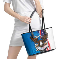 Scottish-American Heritage Month Personalized Leather Tote Bag Highland Cow and USA-eagle