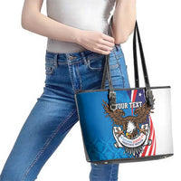 Scottish-American Heritage Month Personalized Leather Tote Bag Highland Cow and USA-eagle