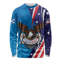 Scottish-American Heritage Month Personalized Long Sleeve Shirt Highland Cow and USA-eagle