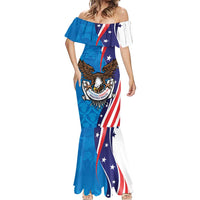Scottish-American Heritage Month Personalized Mermaid Dress Highland Cow and USA-eagle