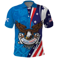 Scottish-American Heritage Month Personalized Polo Shirt Highland Cow and USA-eagle