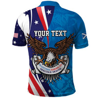 Scottish-American Heritage Month Personalized Polo Shirt Highland Cow and USA-eagle