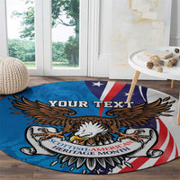 Scottish-American Heritage Month Personalized Round Carpet Highland Cow and USA-eagle