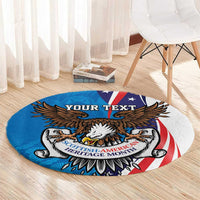 Scottish-American Heritage Month Personalized Round Carpet Highland Cow and USA-eagle