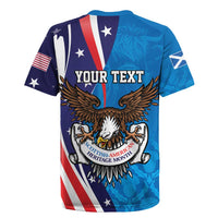 Scottish-American Heritage Month Personalized Rugby Jersey Highland Cow and USA-eagle