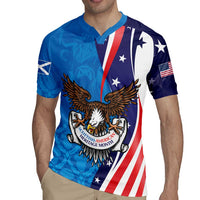 Scottish-American Heritage Month Personalized Rugby Jersey Highland Cow and USA-eagle