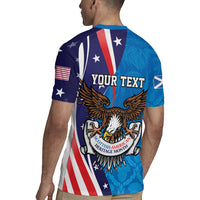 Scottish-American Heritage Month Personalized Rugby Jersey Highland Cow and USA-eagle