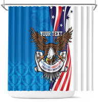 Scottish-American Heritage Month Personalized Shower Curtain Highland Cow and USA-eagle