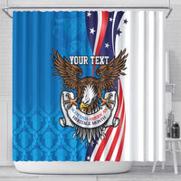 Scottish-American Heritage Month Personalized Shower Curtain Highland Cow and USA-eagle