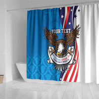Scottish-American Heritage Month Personalized Shower Curtain Highland Cow and USA-eagle