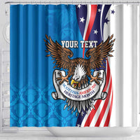 Scottish-American Heritage Month Personalized Shower Curtain Highland Cow and USA-eagle