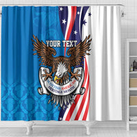 Scottish-American Heritage Month Personalized Shower Curtain Highland Cow and USA-eagle
