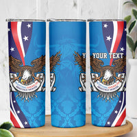 Scottish-American Heritage Month Personalized Skinny Tumbler Highland Cow and USA-eagle
